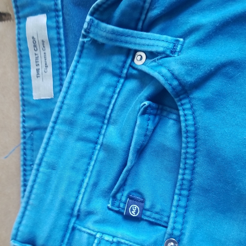 ADRIANO GOLDSCHMIED "THE STILT CROP" CIGARETTE CROP PANTS SZ 26X25 SEA BLUE - Picture 3 of 11